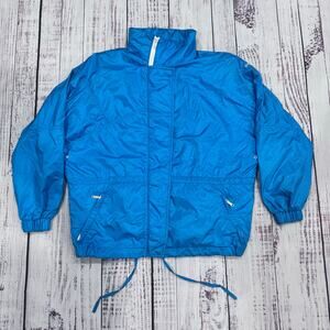 Powderhorn USA Women’s 8 Blue Ski Jacket Windbreaker Stand Collar VTG 80s Nylon